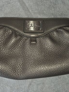 Cole Haan Brown Pebbled Leather Cosmetic Pouch
